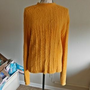 Mustard Fuzzy Ribbed Sweater